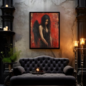 Eclipse Of Sorrow, Art Poster Print, Gothic Home Decor, Gothic Romance, Couples Art Print, Dark Art Poster, Dark Academia, Gothic Wall Art image 2
