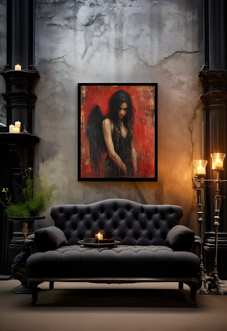 Eclipse Of Sorrow, Art Poster Print, Gothic Home Decor, Gothic Romance, Couples Art Print, Dark Art Poster, Dark Academia, Gothic Wall Art image 2