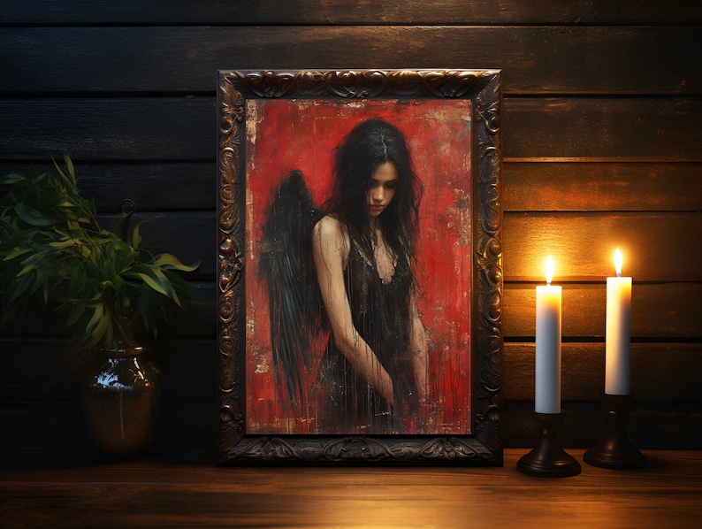Eclipse Of Sorrow, Art Poster Print, Gothic Home Decor, Gothic Romance, Couples Art Print, Dark Art Poster, Dark Academia, Gothic Wall Art image 1