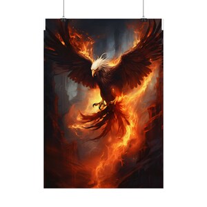 Phoenix Rising, Fantasy Art, Phoenix Wall Art, Phoenix Print, Fantasy Art Print, Dark Academia, Phoenix Gift, Empowerment image 4