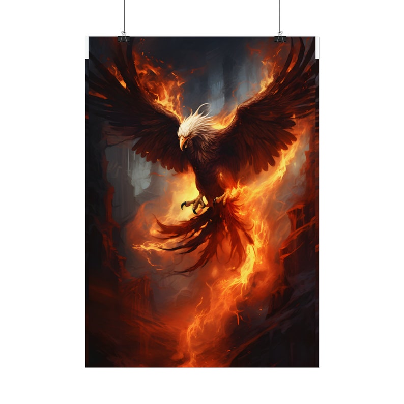 Phoenix Rising, Fantasy Art, Phoenix Wall Art, Phoenix Print, Fantasy Art Print, Dark Academia, Phoenix Gift, Empowerment image 4