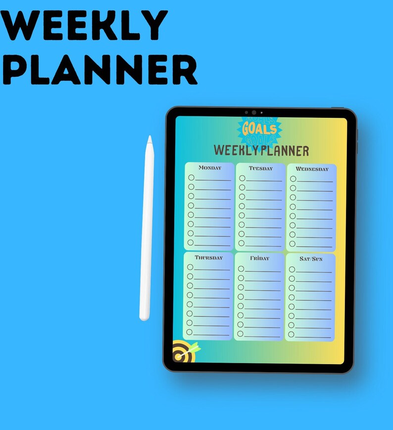 Weekly Planner, One Page Planner, One Page Daily Planner, Goodnotes