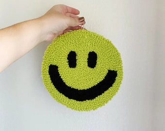 MADE TO ORDER - Punch needle wall hanging smiley face