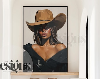 Arte de retrato de vaquera: Glamour de rodeo occidental moderno (Descarga digital)