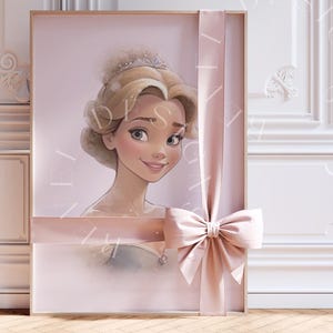 Princess Wall Art | Cinderella Watercolor Print | Princess Digital Download | Elegant Nursery Art