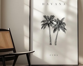 Simple Palm Tree Wall Art Print - Minimalist Tropical Poster