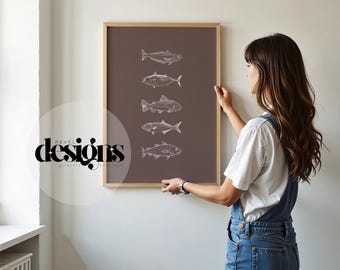 Vintage Fisch Illustration Druck: Rustikale Cabochon Wand Kunst (Digitaler Download)