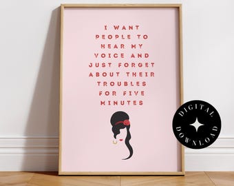 Stampa artistica con citazione di Amy Winehouse: poster musicale (download digitale)