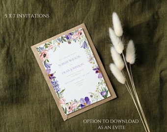 Wildflower Wedding Invitation Template: Floral Garden Theme (Digital)