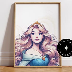 Princess Digital Print | Sleeping Beauty Poster | Girls Bedroom Decor | Princess Wall Art