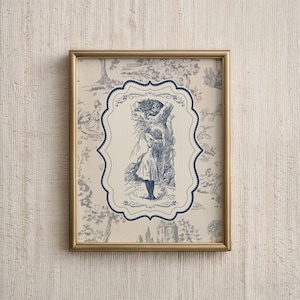 Impresión de Toile de Jouy / Alicia en el país de las maravillas vintage / Decoración cottagecore / Arte mural imprimible