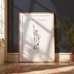 Minimalist New York Travel Poster | Statue Of Liberty Wall Art | Modern Wall Art Decor