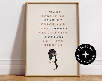 Stampa artistica con citazione di Amy Winehouse: poster musicale (download digitale)