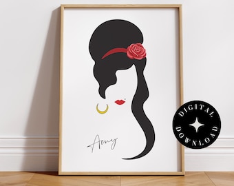 Lámina artística de Amy Winehouse: Retrato minimalista, estilo propio (descarga digital)