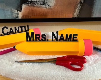 Placa con nombre de lápiz 3D para profesor