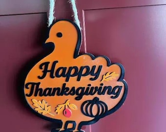 Letrero de pavo feliz de Acción de Gracias