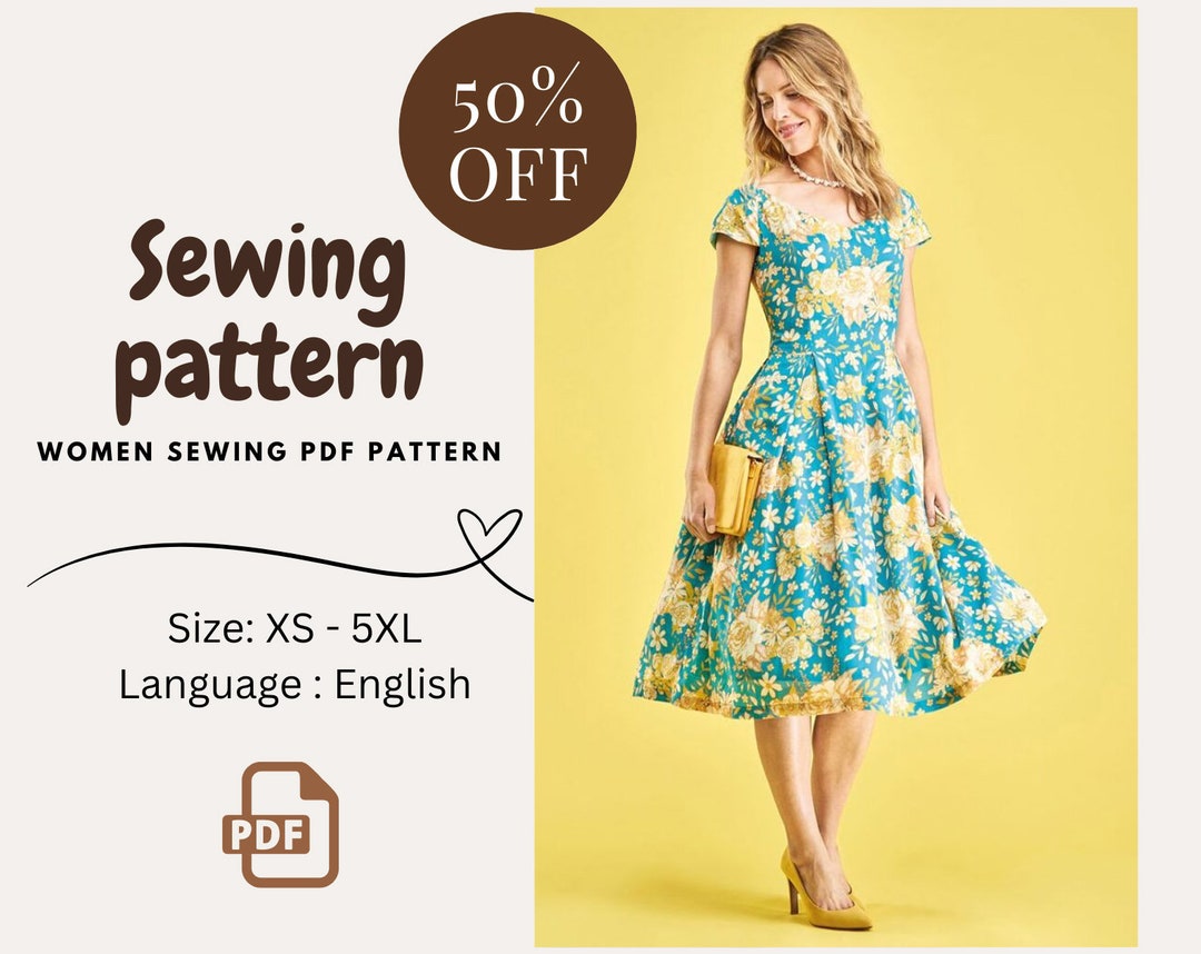 Sweetheart Dress Sewing Pattern PDF XSXXXL Women Dress Pattern Summer