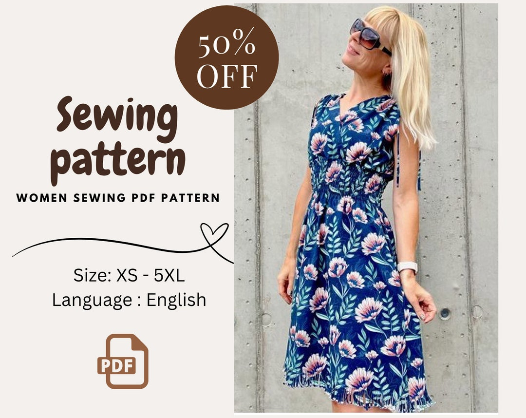 Sweetheart Dress Sewing Pattern PDF XS-XXXL Women Dress Pattern Summer ...