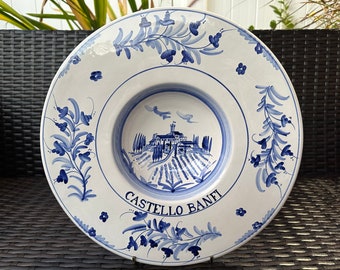 RARE 13.5''D Castello Banfi Montalcino Fatto E Dipinto A Mano 1998 Decorative Plate Bowl, Made in Italy