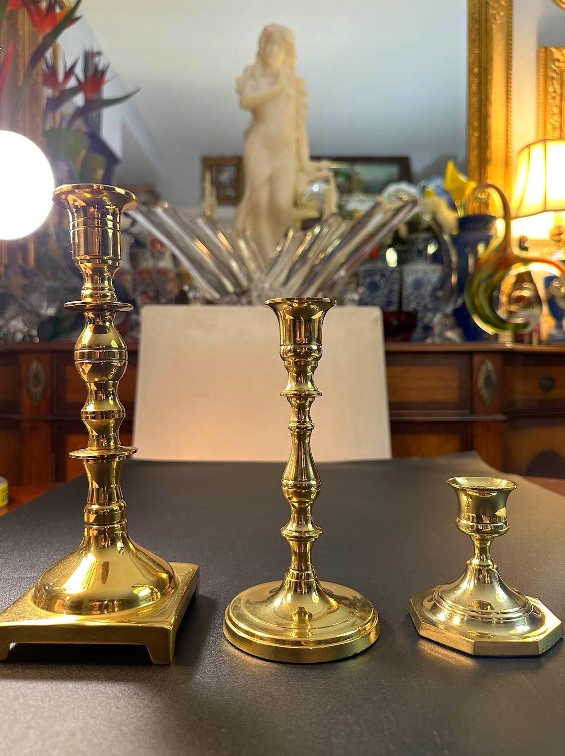 Mount Vernon ペン立て Baldwin Brass製 Baldwin Brass Candlestick Trio: Solid Brass, USA Made, Collectible