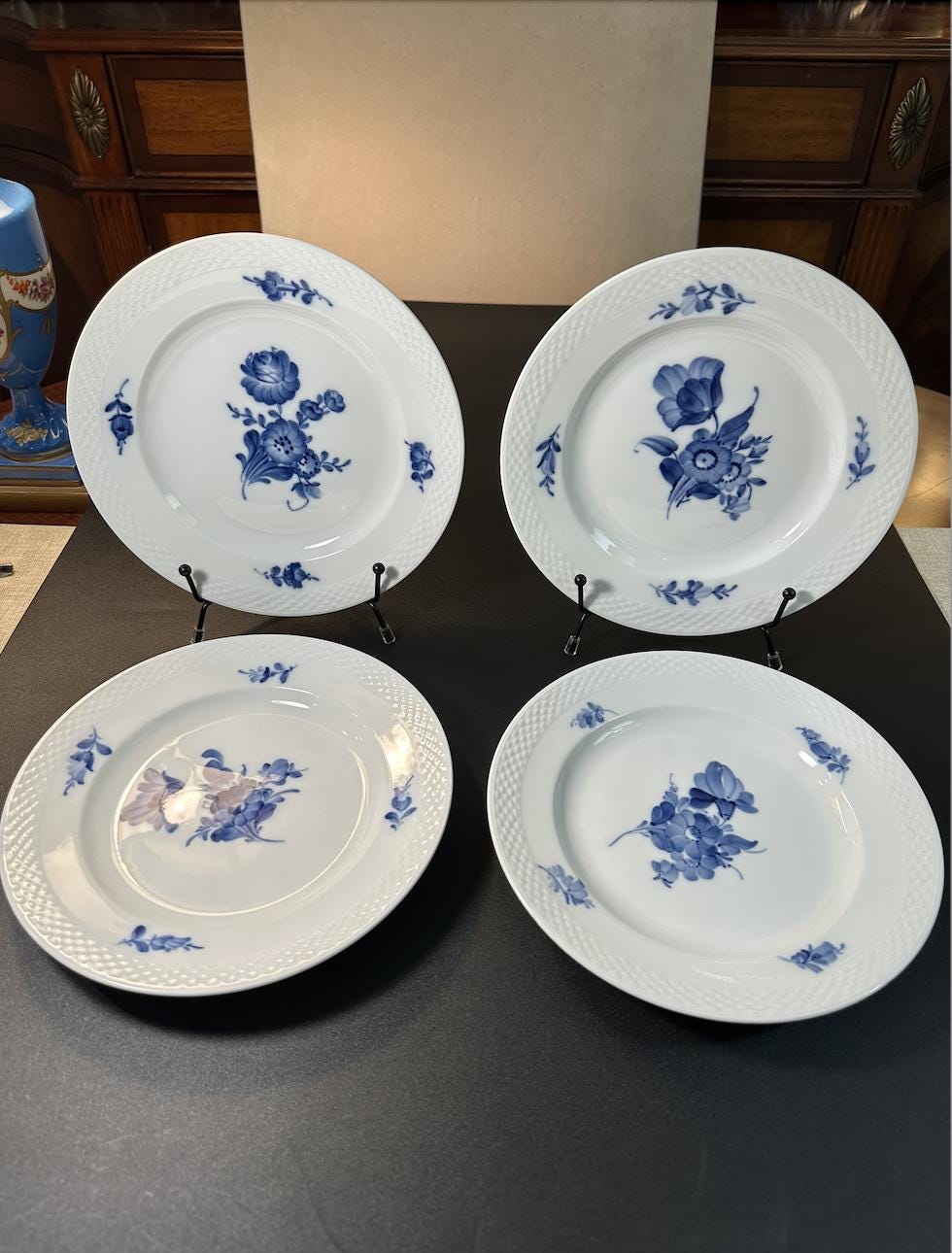 ロイヤルコペンハーゲン ブルーフラワー 編み込みプレート - 4枚セット