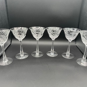 Set of 6 Rare Beautiful Hawkes Crystal In Talisman Hand Cut Crystal Champagne/Tall Sherbet Glasses, C. 1940s, Pristine Condition