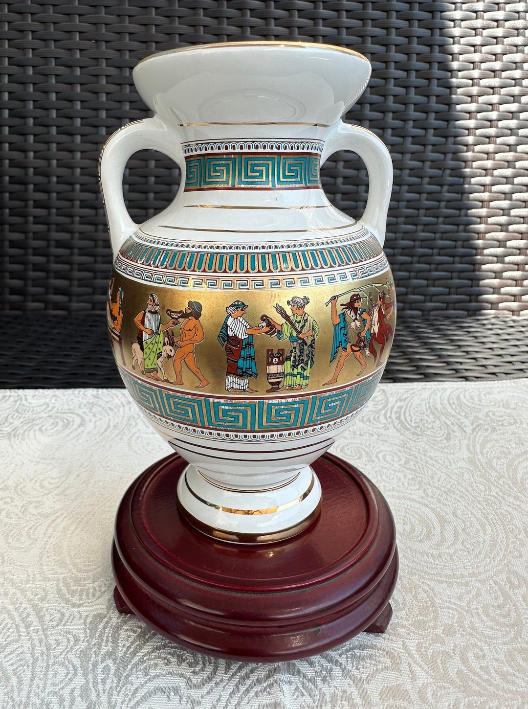 Vintage I. Spyropoulos Vase Porcelain Greece 24K Gold Trim Etsy