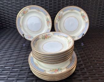 12-Piece NORITAKE TROYON: Set of 6 Fruit/Dessert (Sauce) Bowls AND Set of 6 Bread & Butter Plates, Pristine Condition