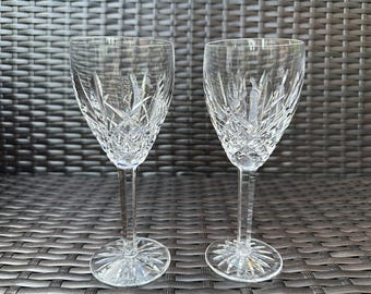 Gorgeous Pair of WATERFORD CRYSTAL Araglin Wine Glasses, Crafted In Ireland, Pristine Condition, Collectible