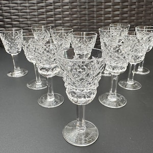 Magnificent Set of 12 WATERFORD CRYSTAL ALANA Small Liqueur Cocktail/Cordial Glasses, Crafted In Ireland, Pristine Condition, Collectible