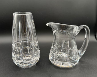 Juego de jarrón y cremera de cristal de Waterford