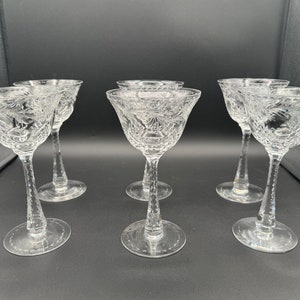Set of 6 Rare Beautiful Hawkes Crystal In Talisman Hand Cut Crystal Champagne/Tall Sherbet Glasses, C. 1940s, Pristine Condition image 8