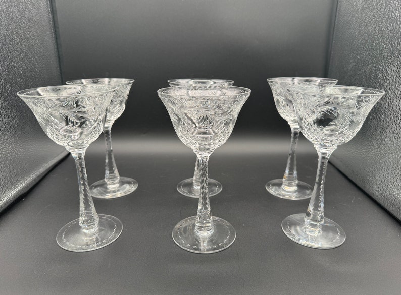 Set of 6 Rare Beautiful Hawkes Crystal In Talisman Hand Cut Crystal Champagne/Tall Sherbet Glasses, C. 1940s, Pristine Condition image 8