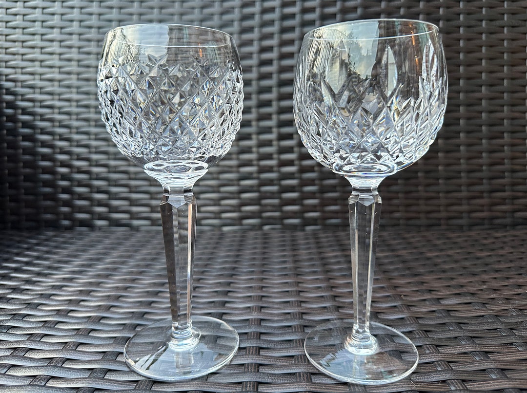 Set of 2 STUNNING Waterford ALANA & LISMORE Mixed Hock Wine Crystal