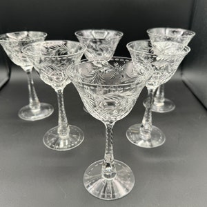 Set of 6 Rare Beautiful Hawkes Crystal In Talisman Hand Cut Crystal Champagne/Tall Sherbet Glasses, C. 1940s, Pristine Condition image 3