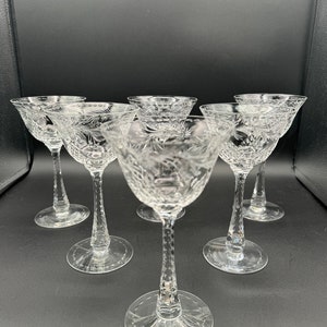 Set of 6 Rare Beautiful Hawkes Crystal In Talisman Hand Cut Crystal Champagne/Tall Sherbet Glasses, C. 1940s, Pristine Condition image 4