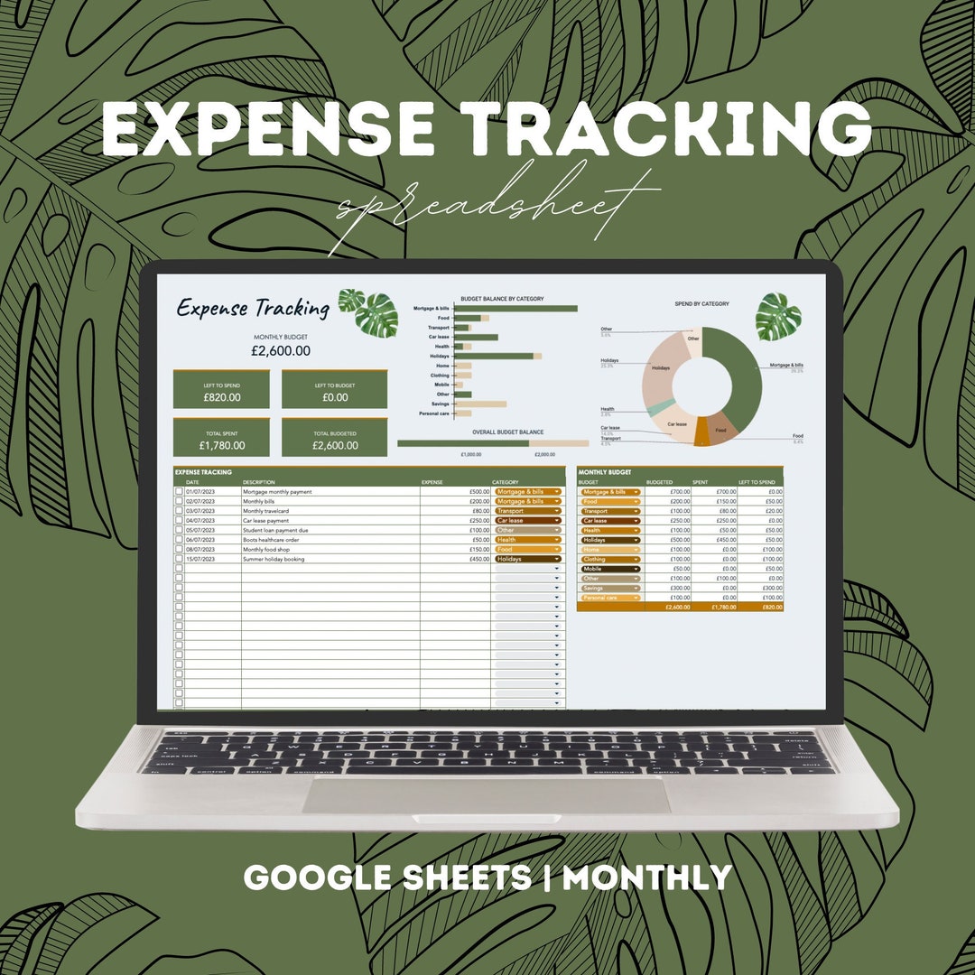 Monthly Budget Expense Tracking Excel Spreadsheet Template - Etsy