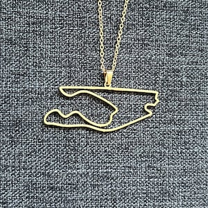 Miami International Autodrome Racing Circuit Pendant Necklace Gold/Silver with Chain