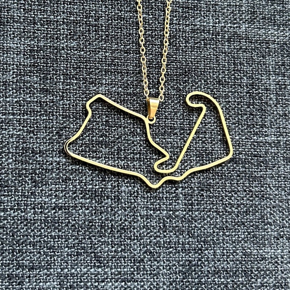 Silverstone Racing Circuit Pendant Necklace Gold/Silver with Chain