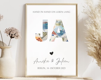 Geldgeschenk Hochzeit JA  Personalisiert  DIY  Hochzeitsgeschenke Geld Digitaler PDF Download