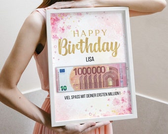 Geldcadeau verjaardag gepersonaliseerd geld I verjaardagscadeau je eerste miljoen I digitale download PDF I gefeliciteerd