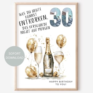 Presente em dinheiro, 30 anos, download instantâneo, presente de aniversário, dinheiro engraçado, presente de aniversário DIY, download em PDF para imprimir você mesmo