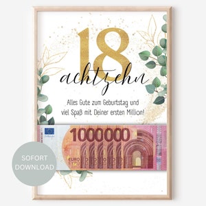 Geldgeschenk 18. Geburtstag sofort Download I Geschenk Geburtstag Geld lustig I DIY Geburtstagsgeschenk I PDF Download zum selber ausdrucken