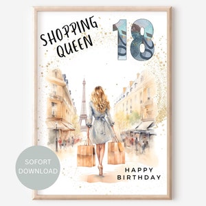 Geburtstagsgeschenk 18. Geburtstag Geldgeschenk Shopping Gutschein Mädchen Frau Tochter Geld verpacken Geschenk Geschenkidee DIY Download