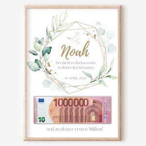 Geschenk Kommunion Konfirmation Jugendweihe Geld I Geldgeschenk Junge Mädchen personalisiert I Deine erste Million I Erstkommunion