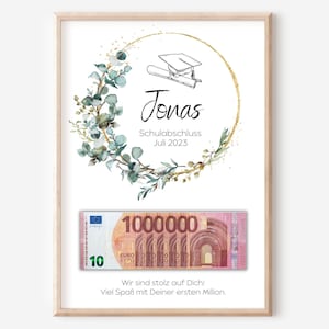 Geldgeschenk bestandene Prüfung Abitur , Bachelor, Master, Schulabschluss I Geld Geschenkidee personalisiert I Sohn Tochter I PDF Download
