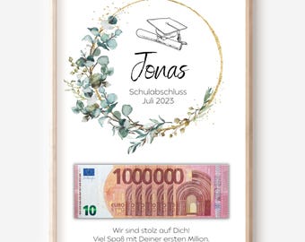 Cash gift for passing a high school diploma, bachelor's, master's, or school leaving certificate | Personalized cash gift idea | Son, Daughter, PDF Download