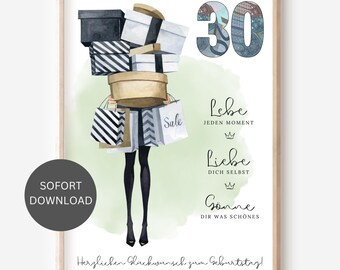 Birthday gift 30th birthday cash gift shopping voucher wife girlfriend daughter money wrapping gift gift idea I DIY Download