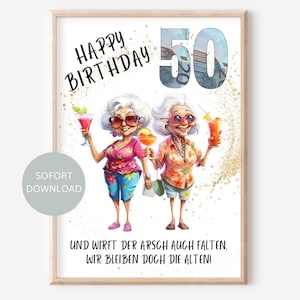 Cadeau d'argent 50e anniversaire femme meilleure amie copines idée cadeau emballer cadeau d'anniversaire argent drôle téléchargement PDF imprimer