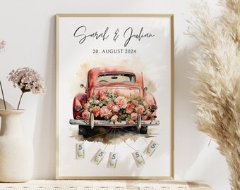 Wedding car for the bride and groom I Wedding gift personalized I Digital download PDF